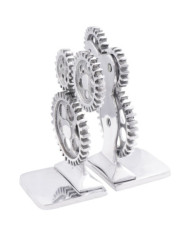 Serre-livres 2 pcs Argent 10x10x22 cm Aluminium Cog | Mobilier & Déco