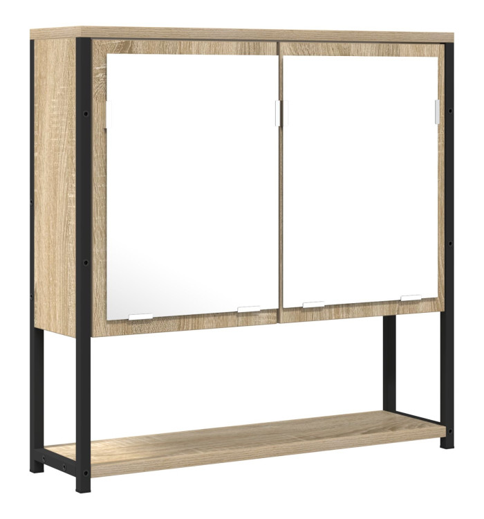 Meuble de salle de bain miroir Chêne Sonoma 60x16x60 cm en bois d'ingénierie | Mobilier & Déco