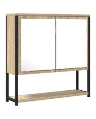 Meuble de salle de bain miroir Chêne Sonoma 60x16x60 cm en bois d'ingénierie | Mobilier & Déco