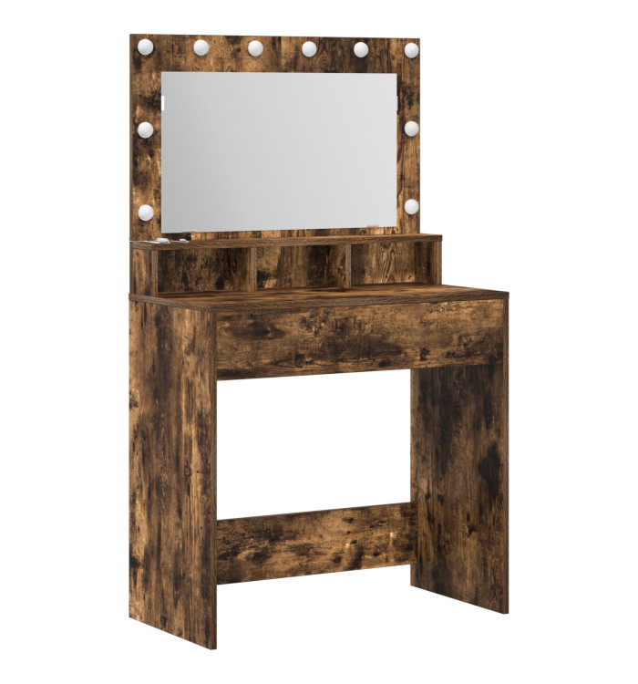Table de coiffeuse Chêne fumé Bois d'ingénierie 75.5 x 41 x 135 cm | Mobilier & Déco