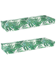 Coussins de Palette pour banc 2 pcs Motif Feuille 120x40x8 cm Tissu Oxford | Mobilier & Déco