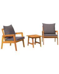 Ensemble de Bistro 3 Pièces avec Coussins en Bois d'Acacia | Mobilier & Déco