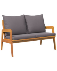 Ensemble de bistro 2 pièces avec coussins - En bois d'acacia massif | Mobilier & Déco