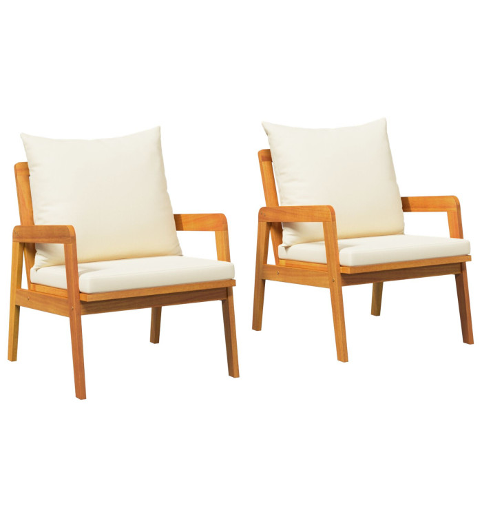 Chaises de jardin 2 pcs 59,5 x 65 x 71,5 cm Bois massif d'acacia | Mobilier & Déco