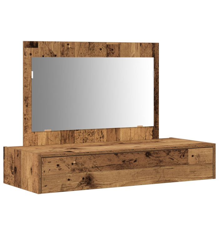 Table de maquillage murale - Bois vintage - 100x40x70 cm | Mobilier & Déco