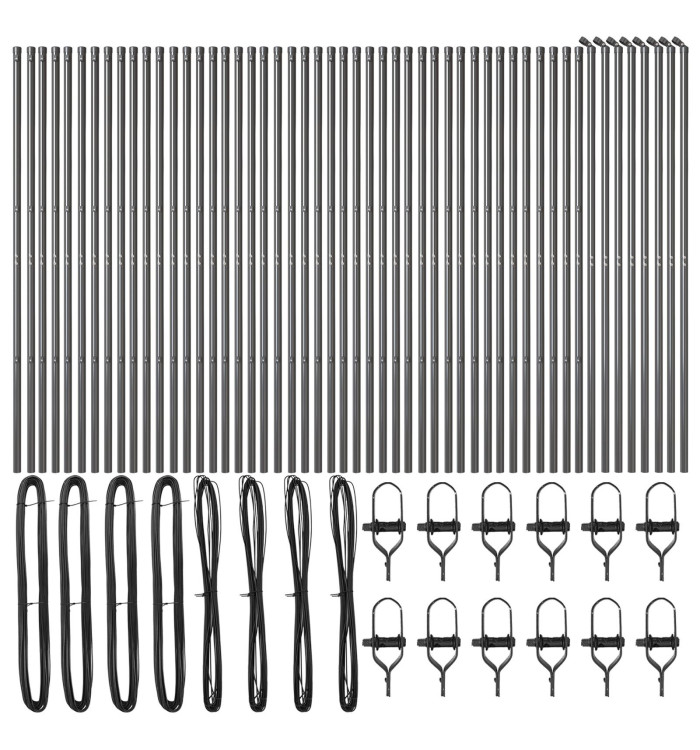 Poteaux de clôture 52 pcs Gris Ø32 mm 190 cm Acier Galvanisé | Mobilier & Déco