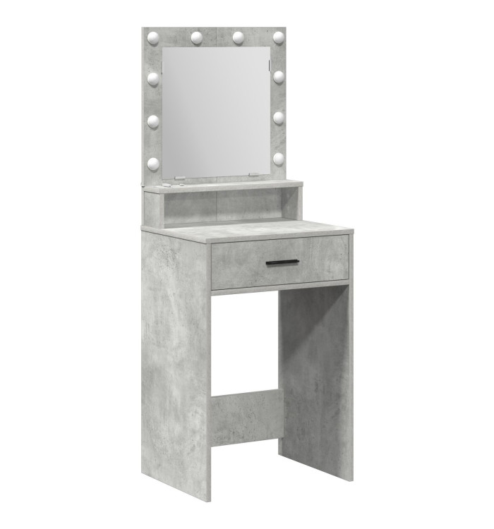 Table de maquillage avec des lumières LED en gris béton, 50x41x135 cm | Mobilier & Déco
