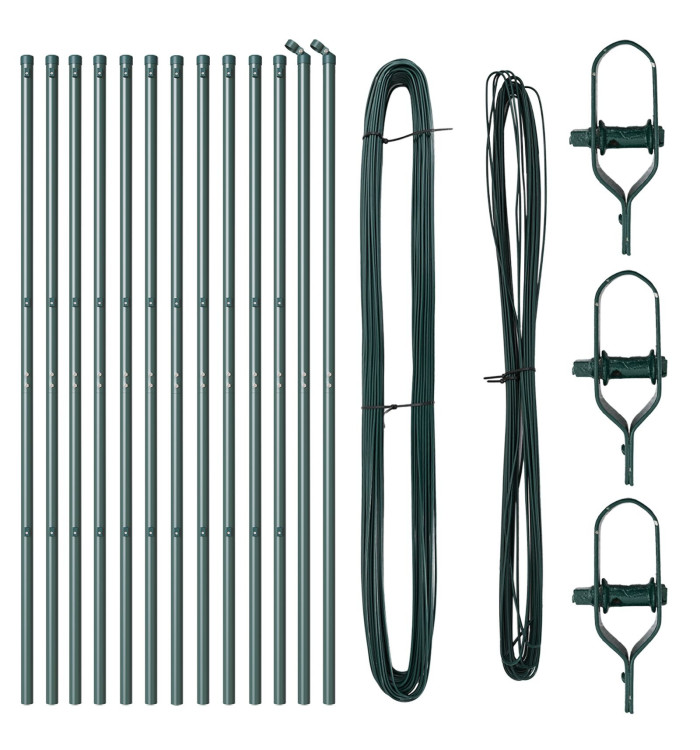 Poteaux de clôture 13 pcs Vert Ø32 mm 200 cm Acier galvanisé | Mobilier & Déco