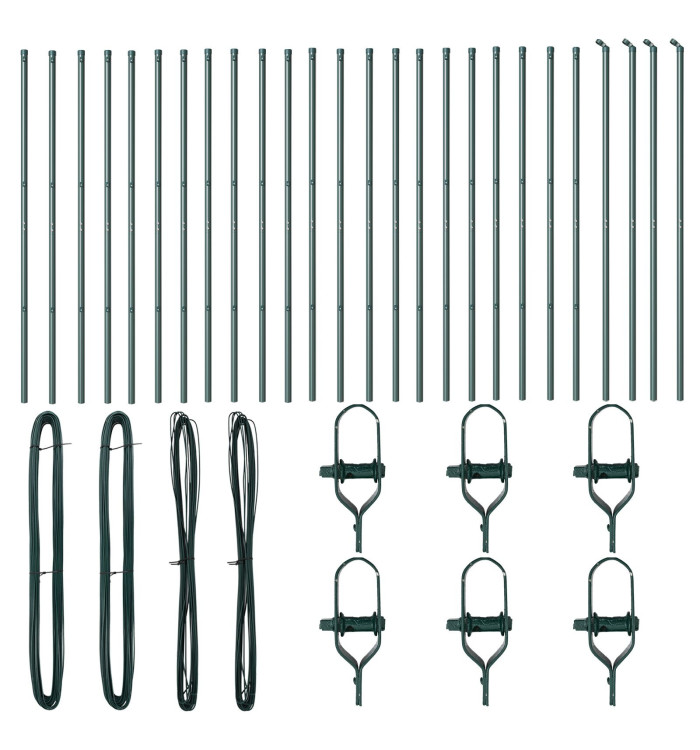 Poteaux de clôture 26 pcs Vert Ø32 mm 200 cm Acier galvanisé | Mobilier & Déco