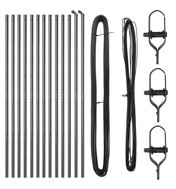Poteaux de clôture 13 pcs Gris Ø32 mm 150 cm Acier galvanisé | Mobilier & Déco