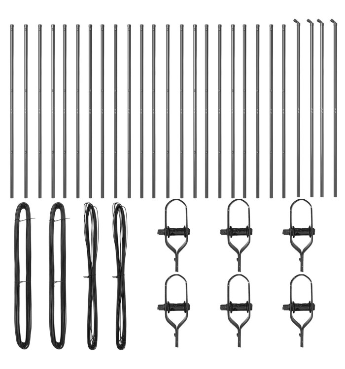 Piquets de clôture 26 pcs Gris Ø32 mm 150 cm Acier galvanisé | Mobilier & Déco
