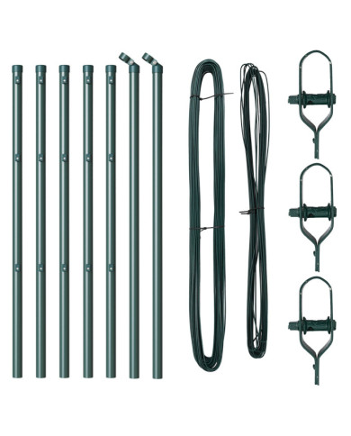 Poteaux de clôture  7 pcs Vert Ø32 mm 120 cm Acier galvanisé | Mobilier & Déco