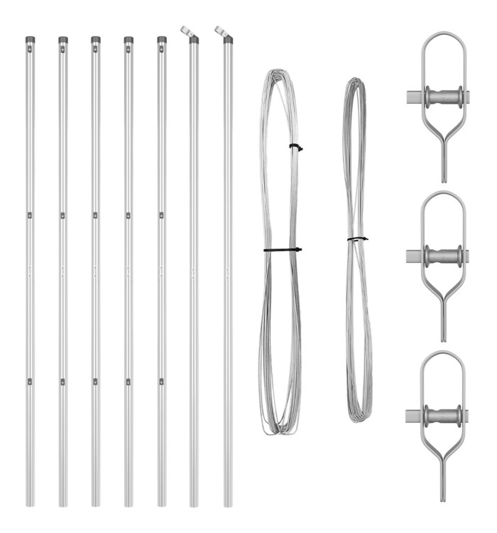 Poteaux de clôture 7 pcs Ø32 mm 190 cm en acier galvanisé | Mobilier & Déco