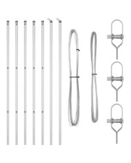 Poteaux de clôture 7 pcs Ø32 mm 190 cm en acier galvanisé | Mobilier & Déco