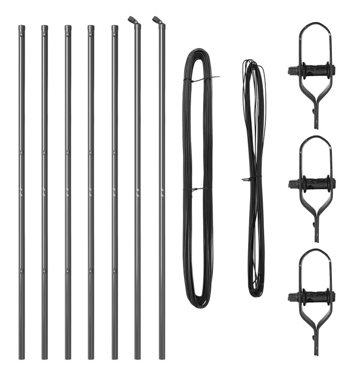 Poteaux de clôture 7 pcs Gris Ø32 mm 210 cm Acier galvanisé | Mobilier & Déco
