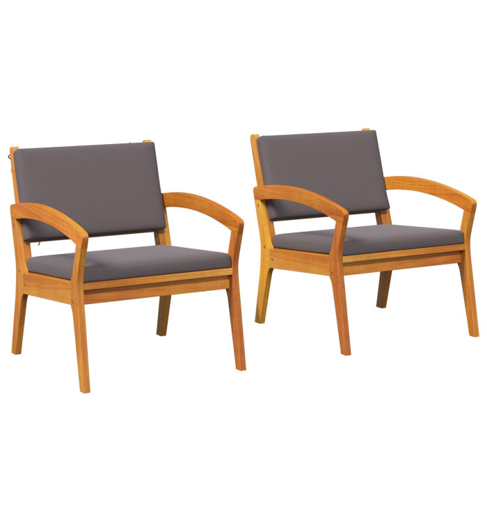 Chaises de jardin 2 pcs 59,5x70,5x72,5 cm en bois massif d'acacia | Mobilier & Déco