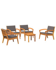 Ensemble Bistro 5 pièces avec coussins - Bois d'acacia massif | Mobilier & Déco