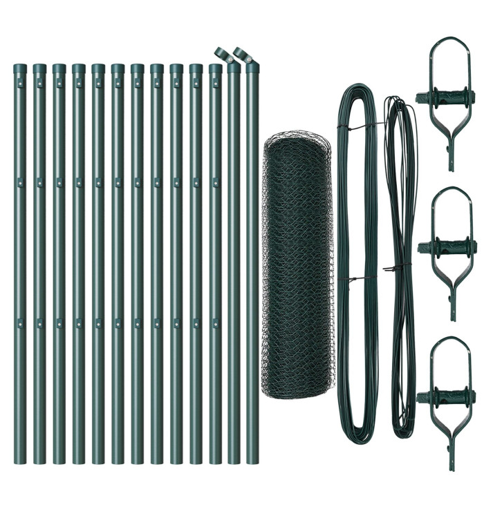 Ensemble de Clôture Set de 2 Vert Forêt Acier Recouvert de Poudre | Mobilier & Déco