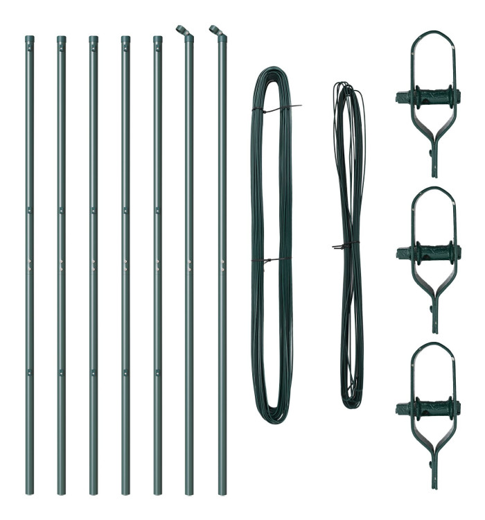 Poteaux de clôture 7 pcs Vert Ø32 mm 210 cm Acier galvanisé | Mobilier & Déco