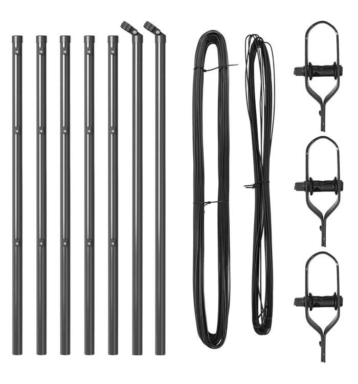 poteaux de clôture 7 pcs Gris Ø32 mm 80 cm Acier galvanisé | Mobilier & Déco