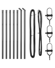 poteaux de clôture 7 pcs Gris Ø32 mm 80 cm Acier galvanisé | Mobilier & Déco