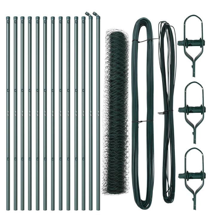 Ensemble de clôture Lot de 2 Vert forêt Métal 25 x 1 m Durable | Mobilier & Déco