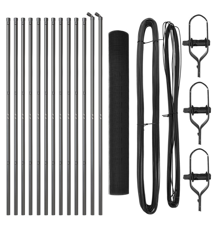 Set de Poteaux de Clôture Ensemble de 2 Gris Métal, Plastique | Mobilier & Déco
