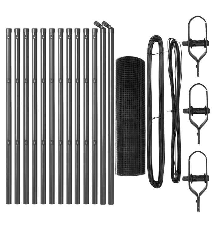 Ensemble de poteaux de clôture Lot de 2 Gris Acier 25 x 0.5 m | Mobilier & Déco