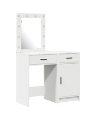 Ensemble de coiffeuse en 2 pièces avec éclairage LED en bois blanc | Mobilier & Déco