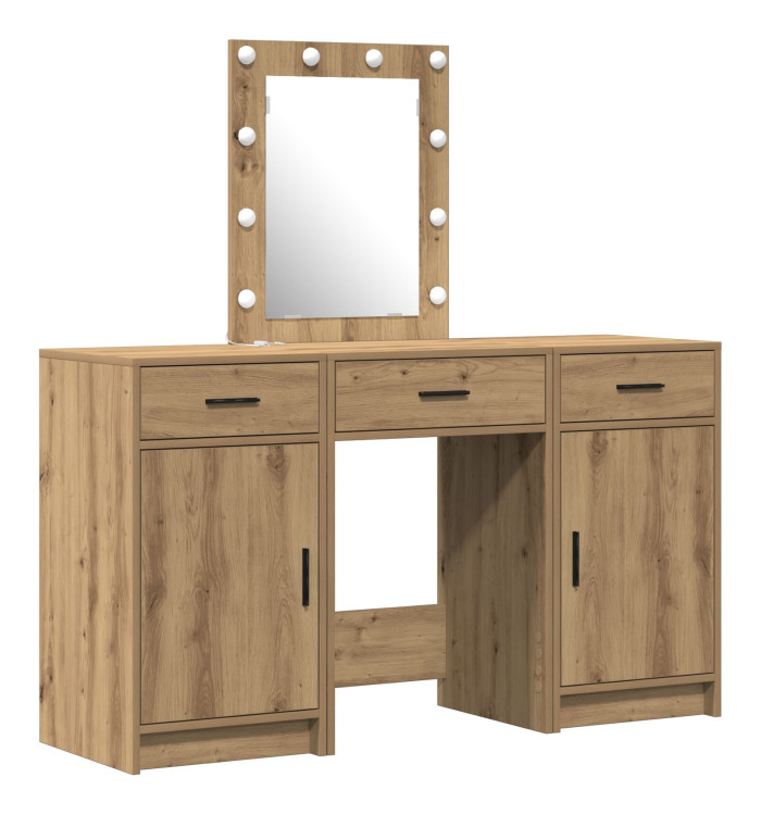 Ensemble de coiffeuse 3 pièces avec LED en bois d'artisan | Mobilier & Déco