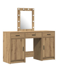 Ensemble de coiffeuse 3 pièces avec LED en bois d'artisan | Mobilier & Déco