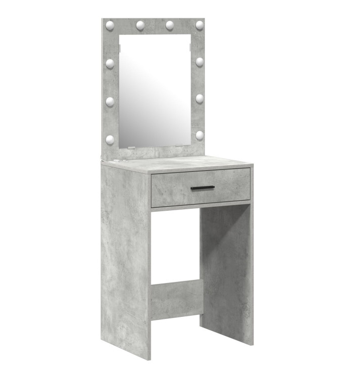 Table de maquillage avec lumières LED en gris béton, 50x41x135 cm | Mobilier & Déco