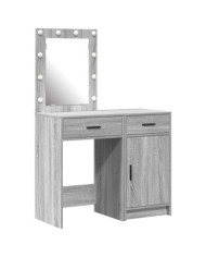 Ensemble de table de maquillage de 2 pièces avec LED en bois d'ingénierie gris sonoma | Mobilier & Déco