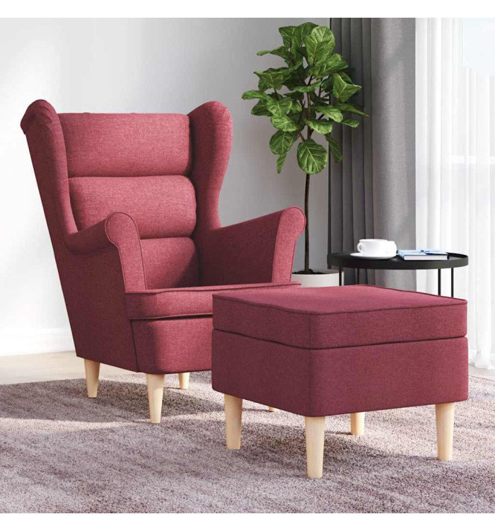 Fauteuil avec repose-pied Rouge bordeaux Tissu | Mobilier & Déco