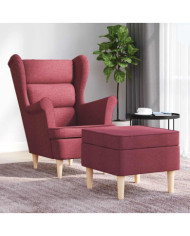 Fauteuil avec repose-pied Rouge bordeaux Tissu | Mobilier & Déco