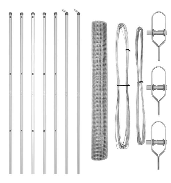 Set de poteaux de clôture Set de 2 Acier galvanisé 10 x 1 m | Mobilier & Déco