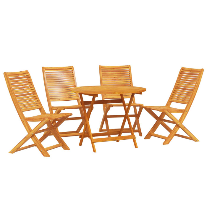 Ensemble de salle à manger de jardin 5 pièces en bois massif d'acacia | Mobilier & Déco