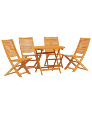 Ensemble de salle à manger de jardin 5 pièces en bois massif d'acacia | Mobilier & Déco