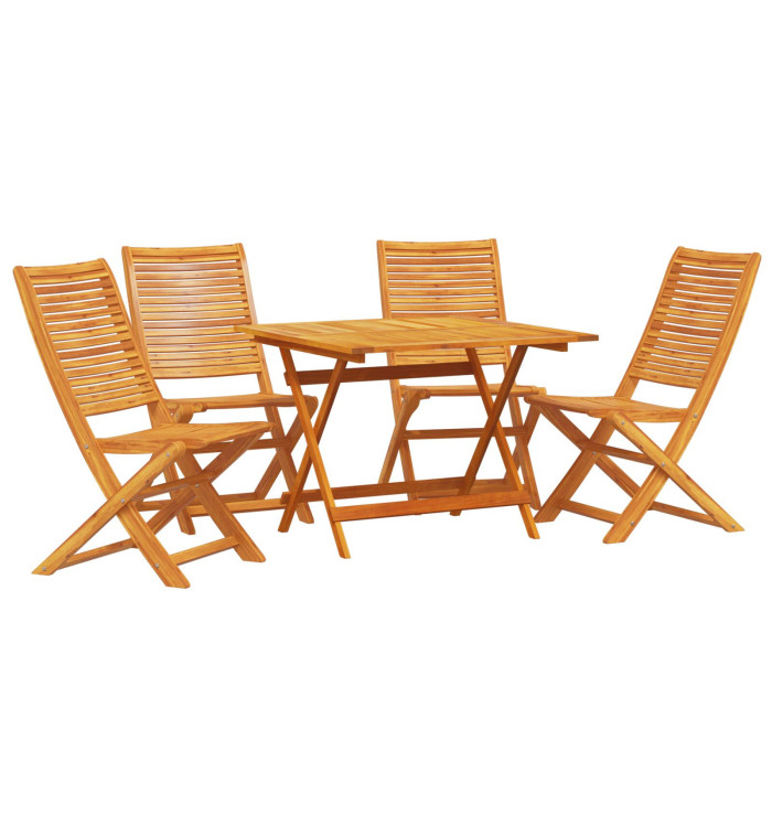 Ensemble de salle à manger de jardin 5 pièces en acacia massif | Mobilier & Déco