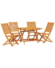 Ensemble de salle à manger de jardin 5 pièces en acacia massif | Mobilier & Déco