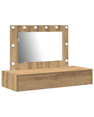 Table de Maquillage Murale avec Lumières LED Chêne Artisan | Mobilier & Déco