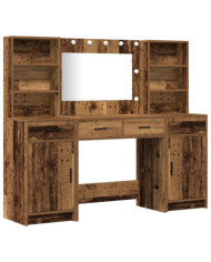 Ensemble de coiffeuse 3 pièces en bois vieilli | Mobilier & Déco