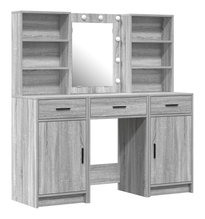 Ensemble de meuble de coiffeuse 3 pièces - Bois d'ingénierie gris Sonoma | Mobilier & Déco