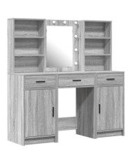 Ensemble de meuble de coiffeuse 3 pièces - Bois d'ingénierie gris Sonoma | Mobilier & Déco