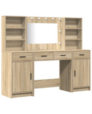 Ensemble de table de maquillage 3 pièces en bois d'ingénierie chêne Sonoma | Mobilier & Déco