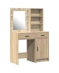 Set de coiffeuse 2 pièces avec LED en chêne sonoma en bois d'ingénierie | Mobilier & Déco