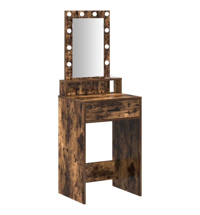 Coiffeuse avec lumières LED Chêne fumé 50x41x140 cm | Mobilier & Déco