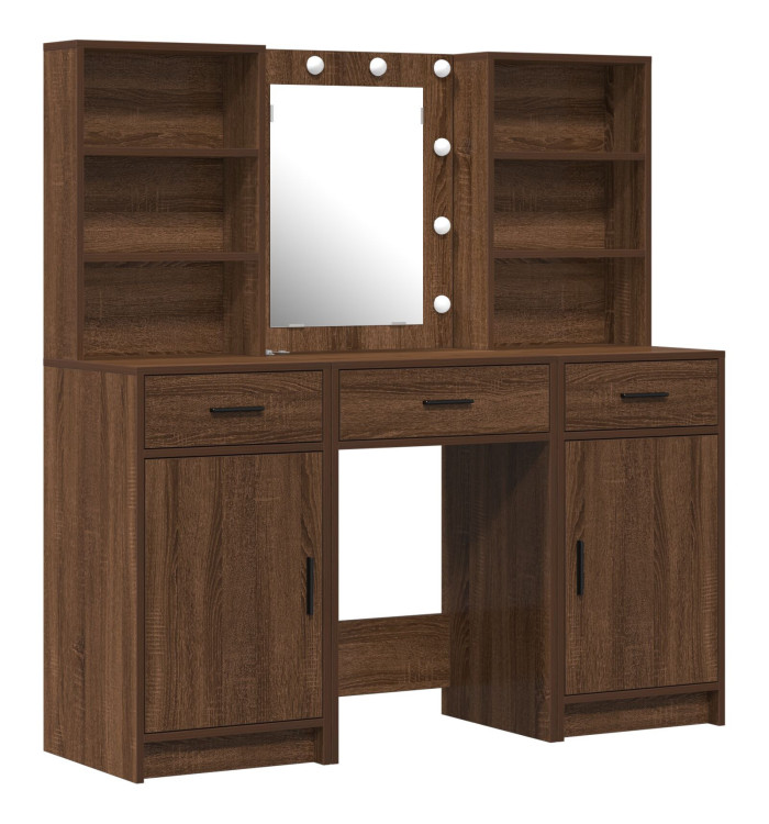 Ensemble de coiffeuse 3 pièces en bois vieux et en bois d'ingénierie | Mobilier & Déco