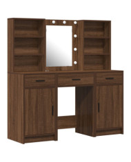 Ensemble de coiffeuse 3 pièces en bois vieux et en bois d'ingénierie | Mobilier & Déco