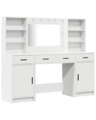 Ensemble de coiffeuse 3 pièces en bois d'ingénierie blanc | Mobilier & Déco